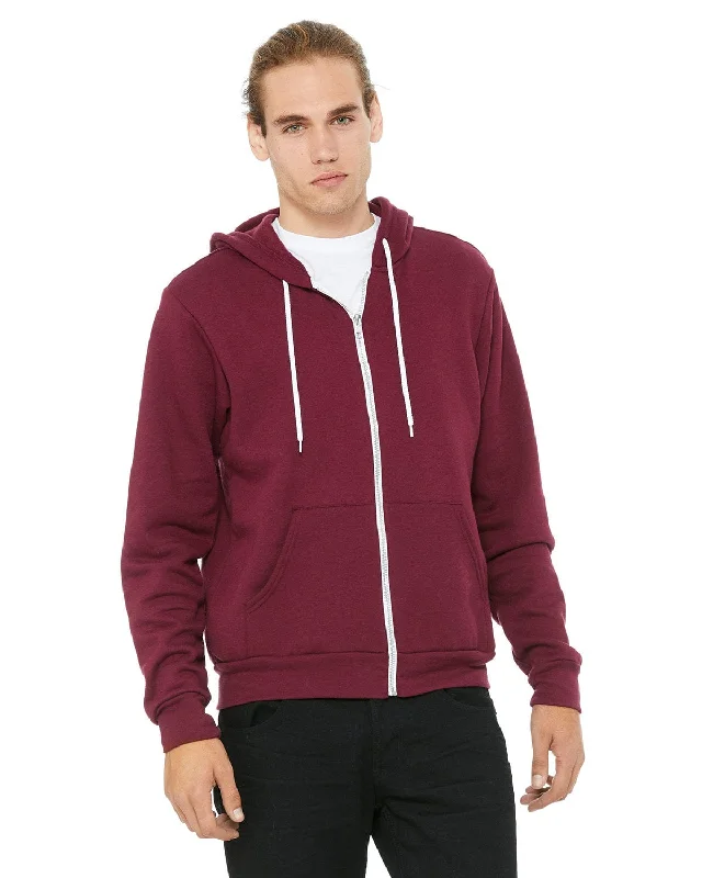 Bella+Canvas Unisex Poly-Cotton Fleece Full-Zip Hoodie | Maroon