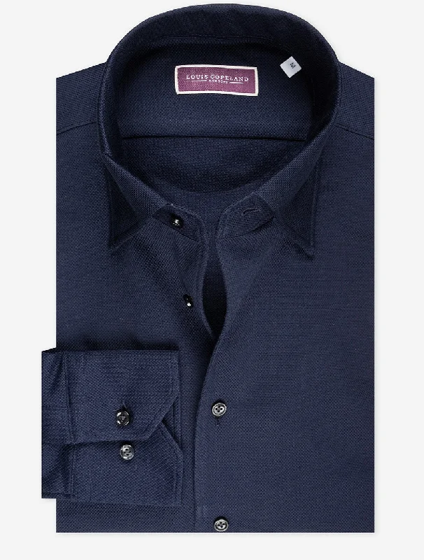 Pique Single Cuff Shirt Navy