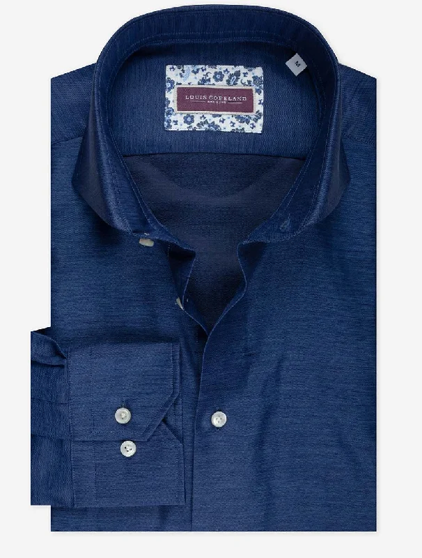 Linen Mix Twill Shirt Navy