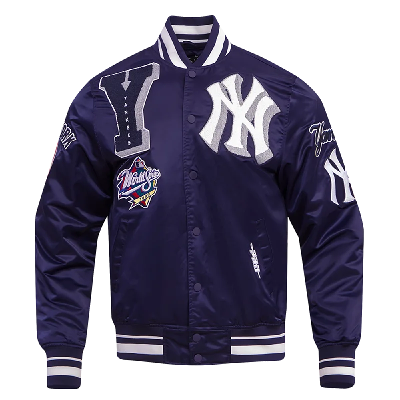 MLB NEW YORK YANKEES MASHUP MEN'S RIB SATIN JACKET (MIDNIGHT NAVY)