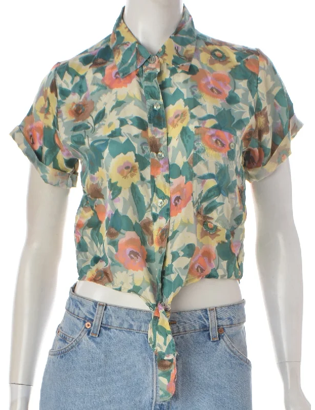 Label Floral Print Tie Front Blouse