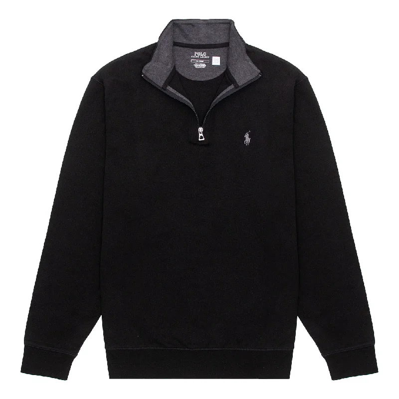 Polo Ralph Lauren Luxury Jersey Quarter-Zip Pullover Polo Black