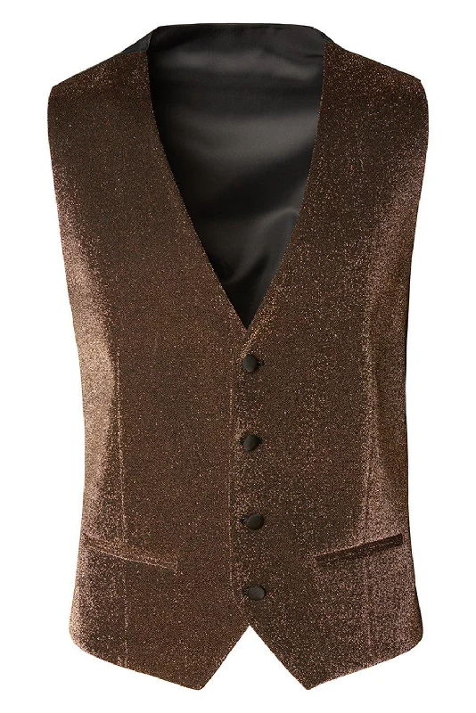 Glitter V-Shaped Vest - Gold