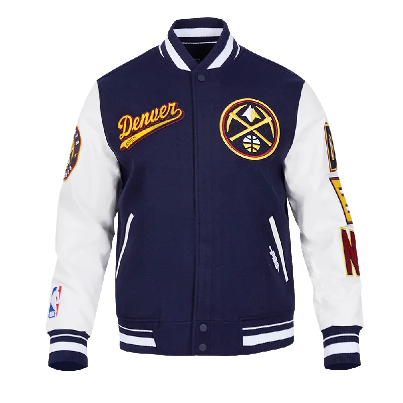 NBA DENVER NUGGETS SCRIPT TAIL MEN'S RIB WOOL VARSITY (MIDNIGHT NAVY/WHITE)