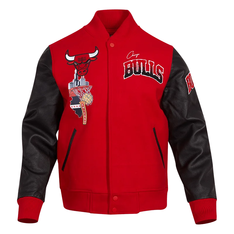 NBA CHICAGO BULLS HOMETOWN WOOL MEN'S VARSITY JACKET (RED)