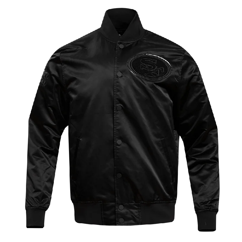 NFL SAN FRANCISCO 49ERS TRIPLE BLACK MEN'S SATIN JACKET (TRIPLE BLACK MEN'S)