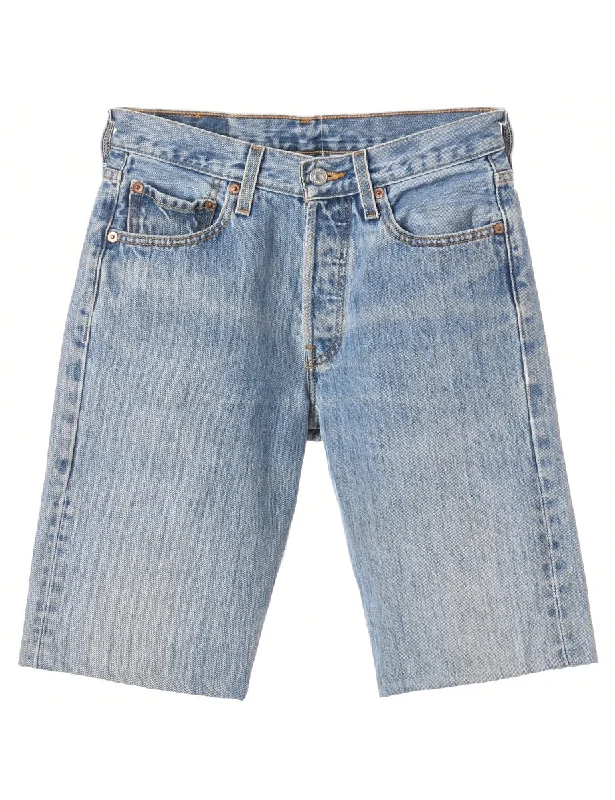 Label Hemmed Denim Shorts