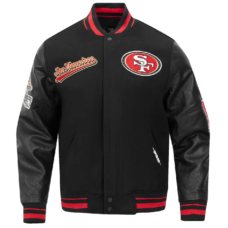 NFL SAN FRANCISCO 49ERS SCRIPT TAIL MEN'S RIB WOOL VARSITY (BLACK/RED/BLACK)