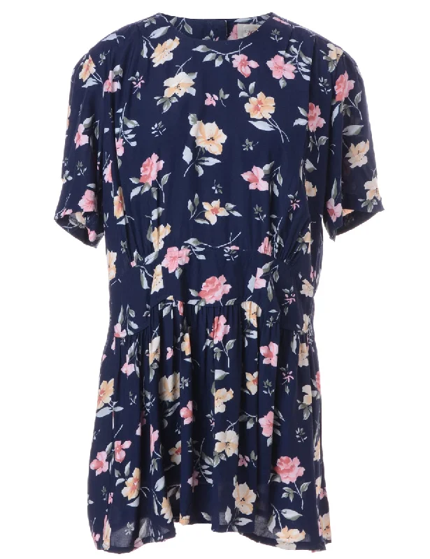 Label Floral Short Dress