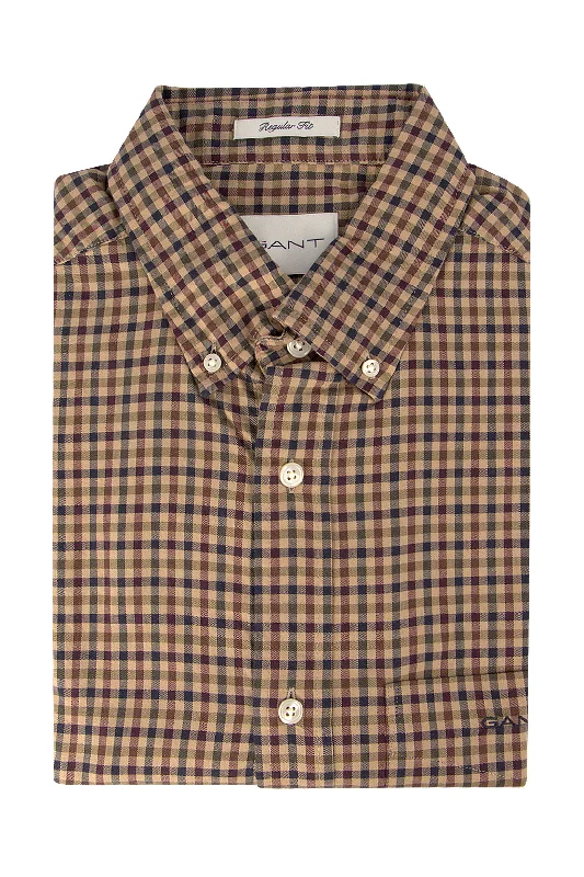 Gant Twill Micro Multi Check LS Shirt Hazelwood Beige