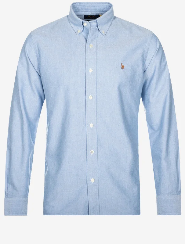 Oxford Langarm Buttondown Hemd Blau