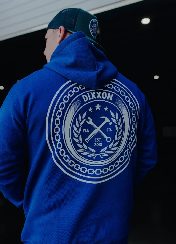Price Blitz Price Blitz Chain Badge Zip Up Hood -  White/Blue