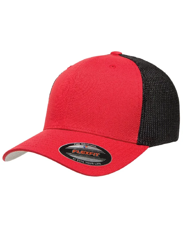 Yupoong Flexfit 6-Panel Trucker Cap | Red/ Black