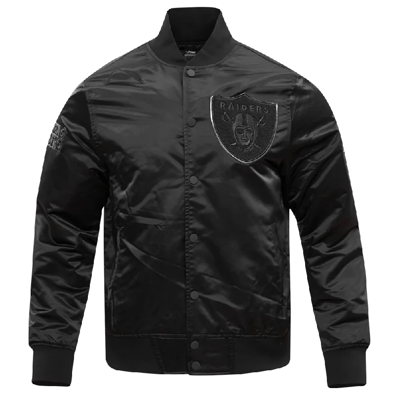 NFL LAS VEGAS RAIDERS TRIPLE BLACK MEN'S SATIN JACKET (BLACK)