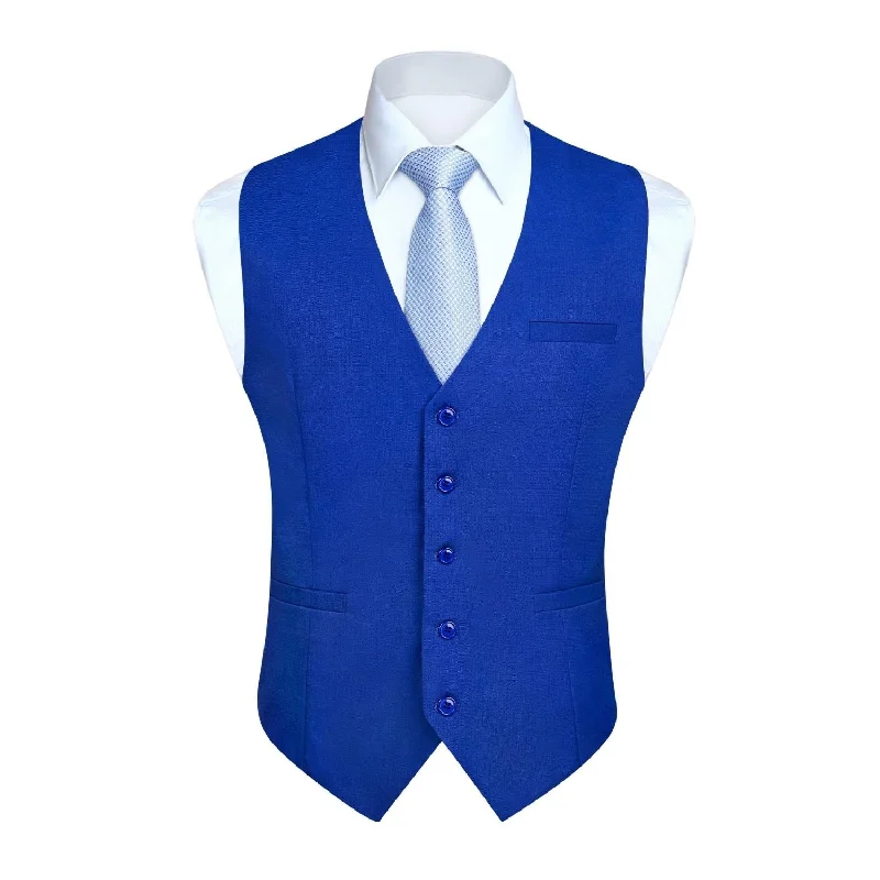 Solid Slim Suit Vest - NAVY BLUE-6