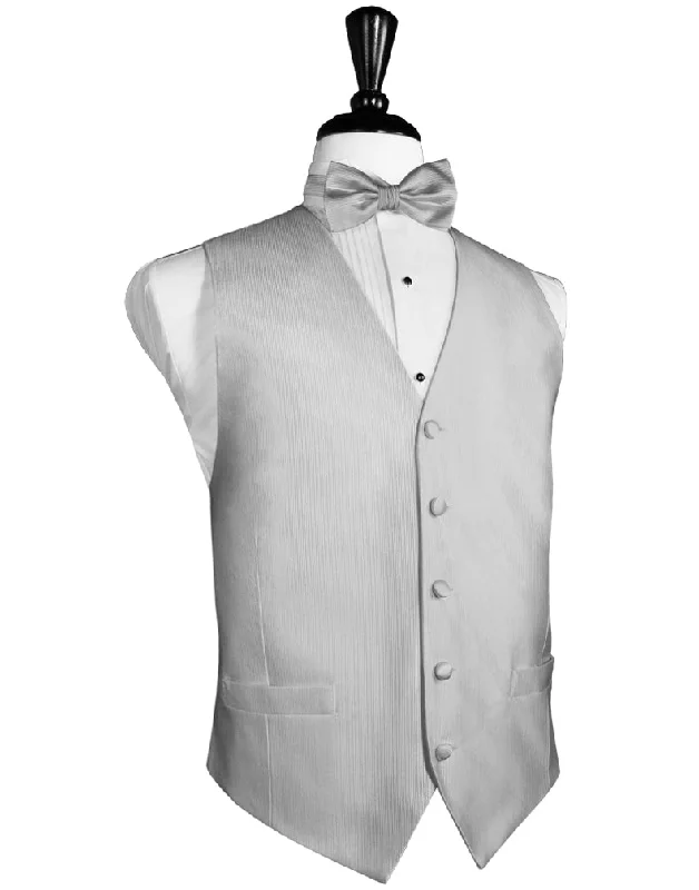 Silver Faille Silk Tuxedo Vest