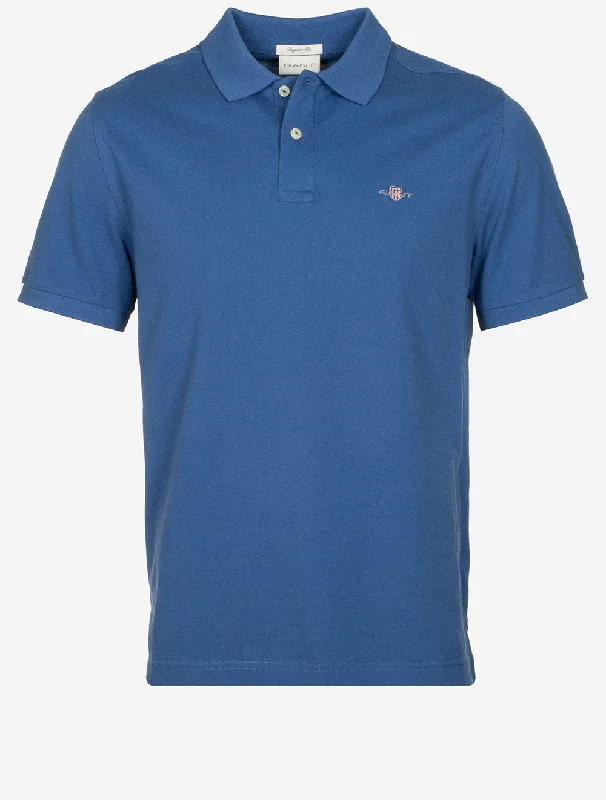 Regular Shield Short Sleeve Pique Polo Vintage Blue