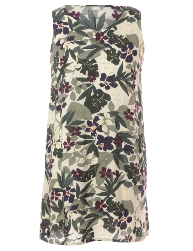 Label Foliage Print Short Dress