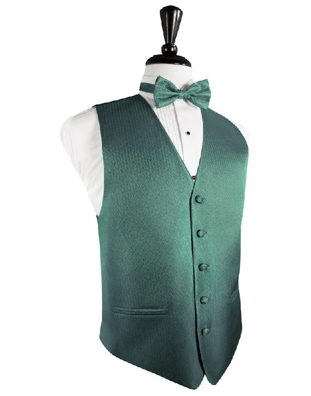 Aqua Herringbone Tuxedo Vest