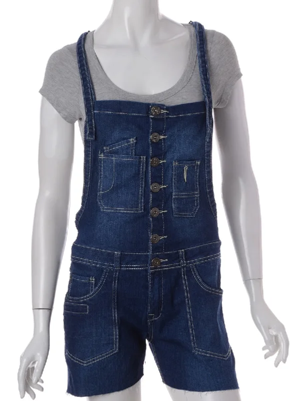 Label Jackie Cropped Denim Dungarees