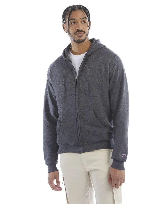 Champion EcoSmart Full-Zip Hoodie | Charcoal Heather