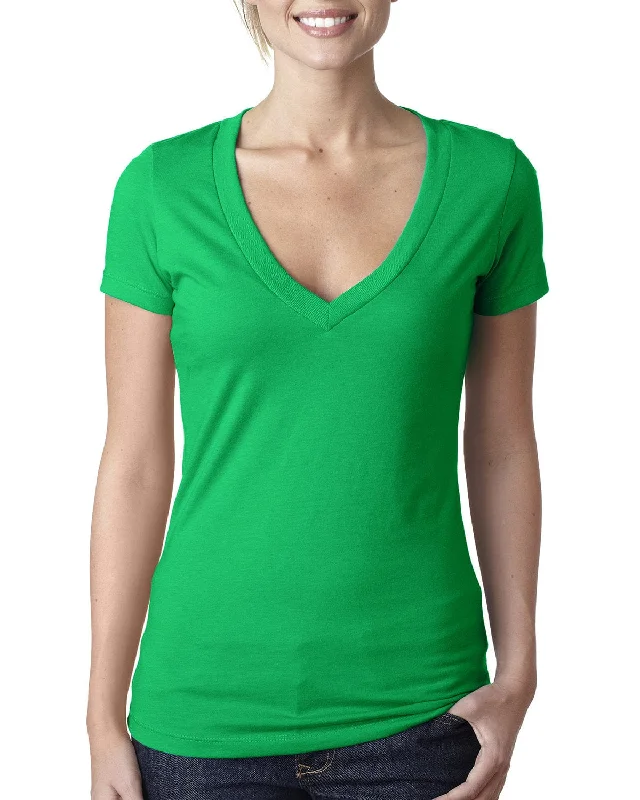 Next Level Ladies CVC Deep V-Neck Tee | Kelly Green