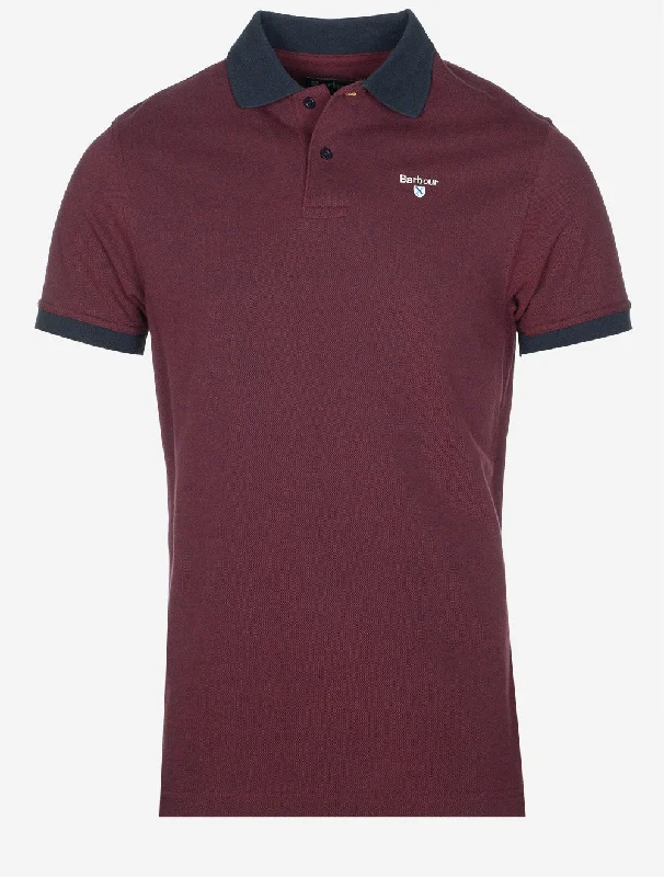 BARBOUR ESSENTIAL SPORTS MIX POLO-Dunkelrot