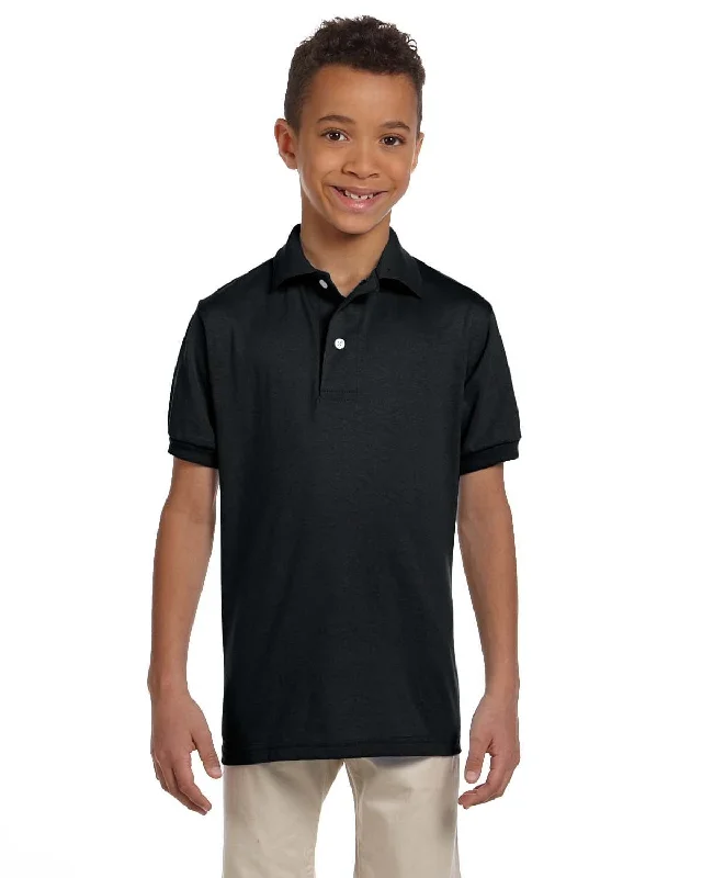 Jerzees Youth 50/50 Jersey Knit Polo Shirt | Black