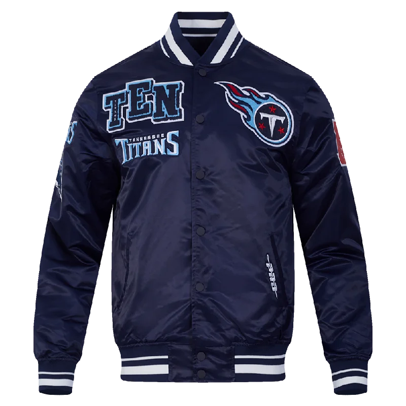 NFL TENNESSEE TITANS MASHUP MEN'S RIB SATIN JACKET (MIDNIGHT NAVY)