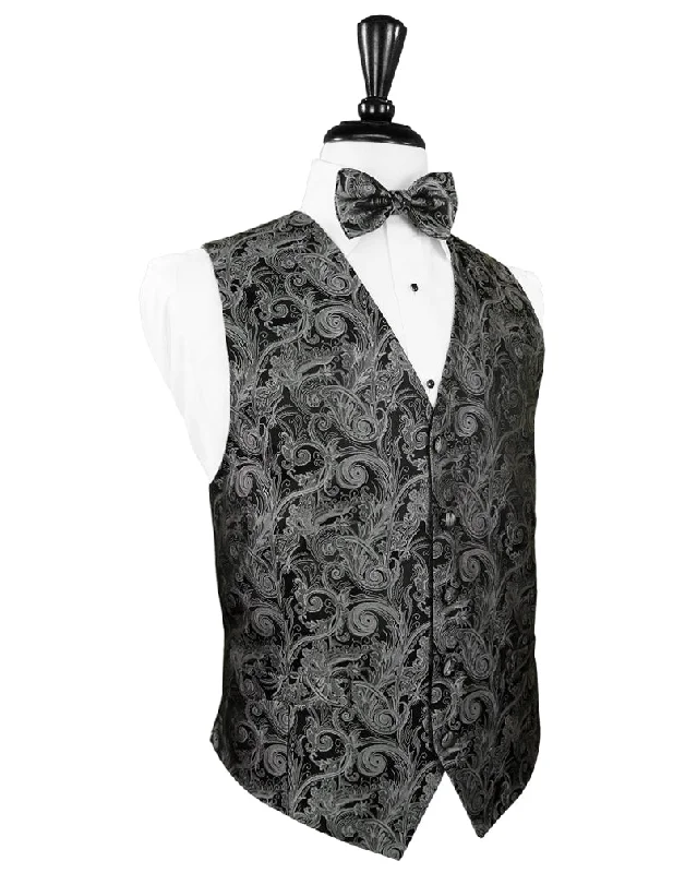 Silver Tapestry Silk Tuxedo Vest