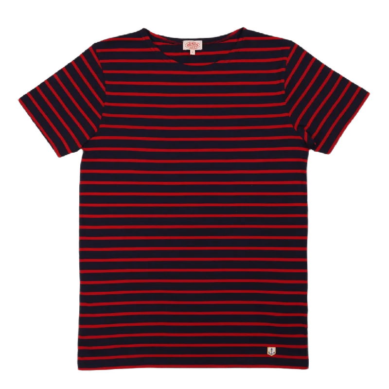 Striped Breton Shirt "hoëdic" Navire Navy/braise Red