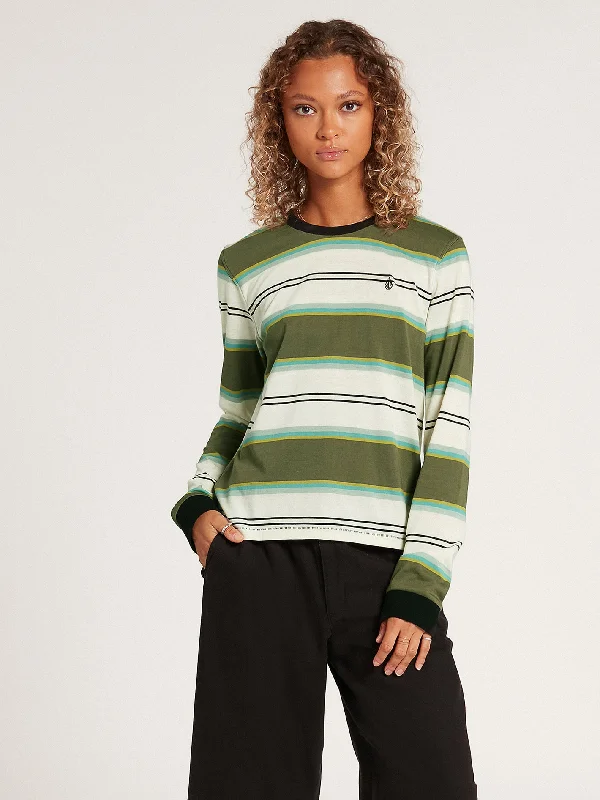 Choice Is Yours Striped Long Sleeve Tee - Army Green Combo