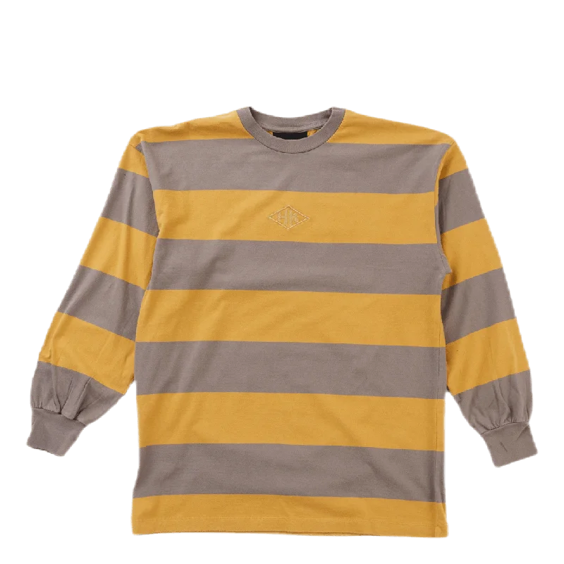 Boxy Ls Tee Faded Tan Stripe