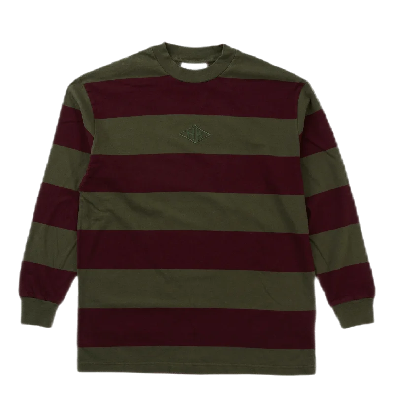 Boxy Tee Long Sleeve Burgundy Stripe