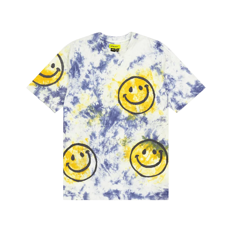 Smiley Sun Dye Tshirt Yellow Blue Tie-dye