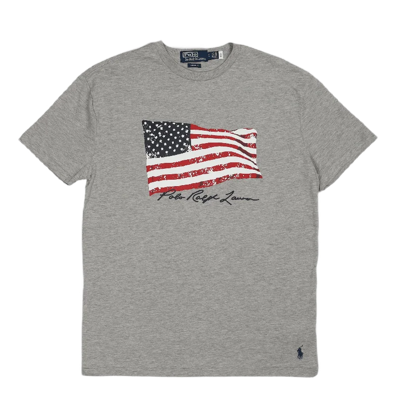 Classic Fit American Flag T-Shirt Andover Heather