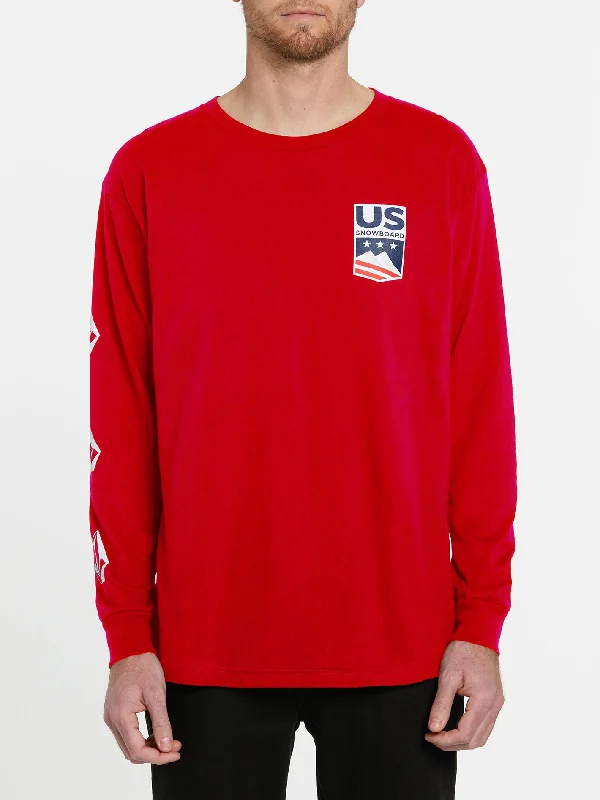 Mens USA Deadly Stones Long Sleeve Tee - Red