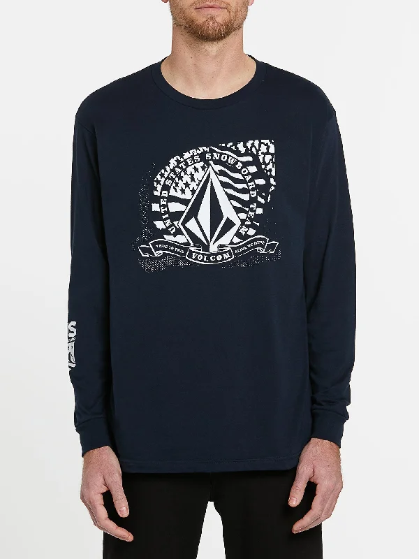 Mens USA Long Sleeve Tee - Navy